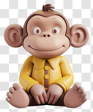 Sunset - Cute Monkey In Yellow Shirt Transparent PNG