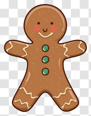 Cartoon - Smiling Gingerbread Man Holiday Treat Transparent PNG