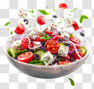 Greek Salad - Fresh Greek Salad Bowl Illustration Transparent PNG