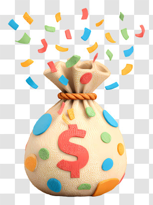 Money Bag With Confetti - Celebratory Money Bag Transparent PNG