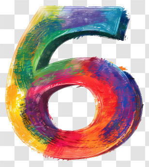 Number 6 - Colorful Number Six Artwork Transparent PNG