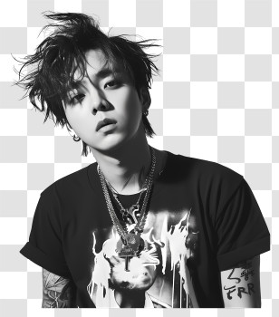 G Dragon - Casual Person In Black And White Transparent PNG