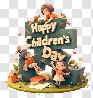 Childrens Day Decoration - Happy Children's Day 3D Illustration Transparent PNG