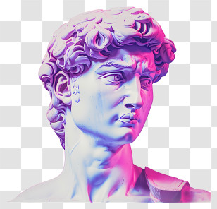 Vaporwave - David Sculpture With Modern Color Tones Transparent PNG