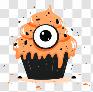 Halloween Cupcake - Creepy Halloween Cupcake With Eyeball Design Transparent PNG