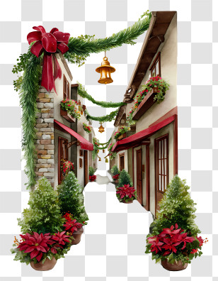 Holiday Market Alley - Cozy Christmas Decorated Alleyway Transparent PNG