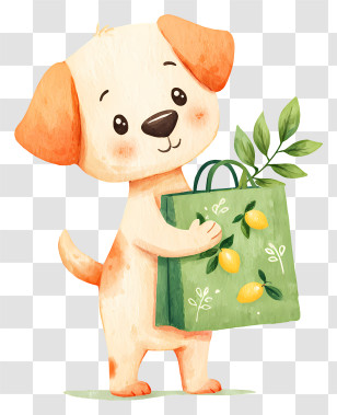 Cute Cartoon Dog - Adorable Dog Carrying Shopping Bag Transparent PNG