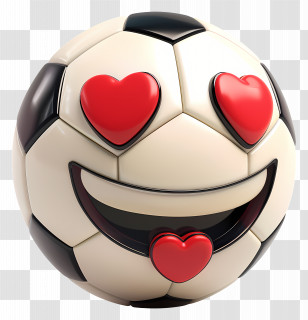 Soccer - Smiling Soccer Ball With Heart Design Transparent PNG