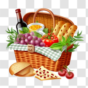 Picnic Basket - Picnic Basket Filled With Food And Essentials Transparent PNG