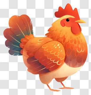 Cute Chicken - Cute Orange Cartoon Rooster Transparent PNG