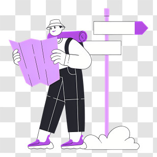 Icon - Hiker Reading Map Transparent PNG