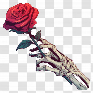 Skeleton Hand Holding Rose - Skeleton Hand Holding A Rose Transparent PNG