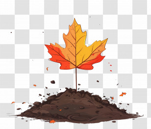 Autumn Leaf On Soil - Autumn Leaf In Soil Transparent PNG