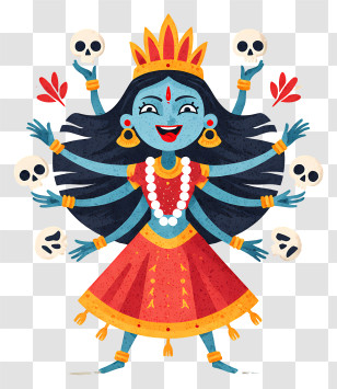 Goddess Kali - Goddess With Skulls Cartoon Illustration Transparent PNG