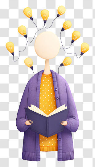 Reading And Knowledge - Reading Ideas Cartoon Concept Illustration Transparent PNG