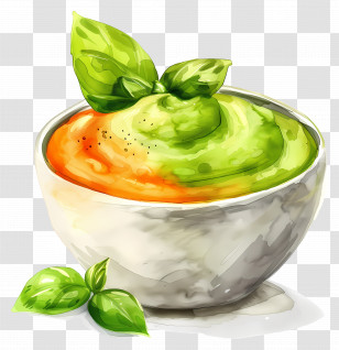Vegetable Puree - Green And Orange Dip In A Bowl Transparent PNG
