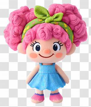 Tikiboo Troll - Curly Pink-haired Doll With Bow Transparent PNG
