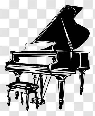 Piano - Elegant Grand Piano Design In Black And White Transparent PNG
