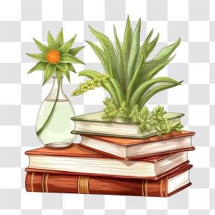 Aloe Vera
 - Illustration Of Books And Plants For Home Decor Transparent PNG