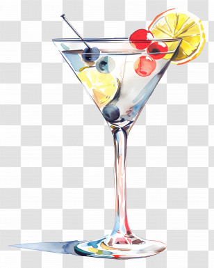 Martini Cocktail - Blue Cocktail With Lemon Transparent PNG