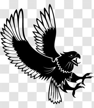 Eagles Logo - Striking Black Eagle Silhouette With Spread Wings Transparent PNG