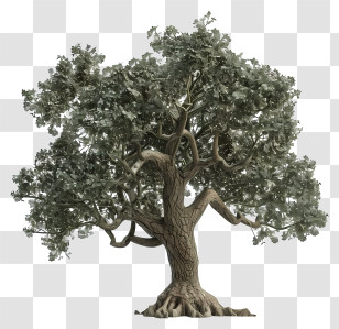 Oak Tree - Realistic Oak Tree With Detailed Branches Transparent PNG