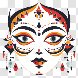 Durga Puja - Abstract Tribal Face Art Transparent PNG