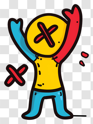 Cute Art - Colorful Cartoon Character With X Eyes Transparent PNG