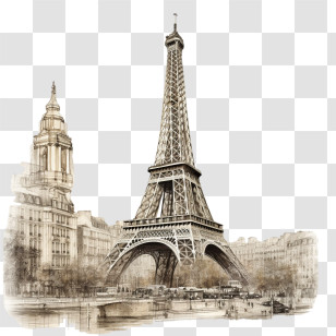 Eiffel Tower - Illustration Of The Eiffel Tower In Paris Transparent PNG