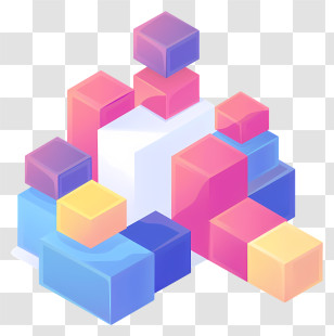 Building Blocks - Isometric Colorful Cubes In 3D Design Transparent PNG