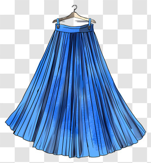 Skirt - Elegant Blue Pleated Skirt On Hanger Transparent PNG