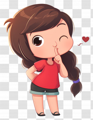 Cute Girl Winking - Cute Cartoon Girl Winking Transparent PNG
