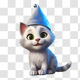 Christmas Cat - White Kitten In A Playful Party Hat Transparent PNG