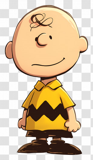 Charlie Brown - Adorable Cartoon Character In Yellow Shirt Transparent PNG