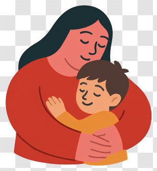 Mother And Child Hugging - Mother Embracing Child Transparent PNG