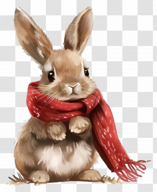 Cute Rabbit - Adorable Rabbit With Red Winter Scarf Transparent PNG
