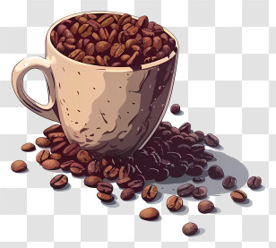 Coffee Beans - Coffee Beans In A Cup Illustration Transparent PNG