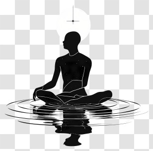 Abstract Art - Silhouette Of Meditation In Reflective Water Transparent PNG