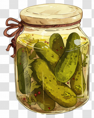 Pickles Slices - Pickle Jar With Herbs Transparent PNG