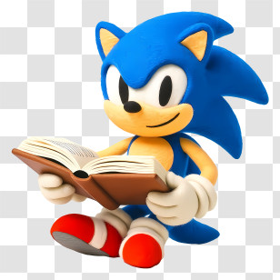 Sonic The Hedgehog - Blue Hedgehog Reading A Book Transparent PNG