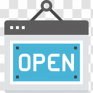 Open Sign - Blue And White Open Signboard Transparent PNG