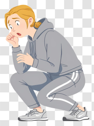 Shocked Woman - Concerned Woman In Sportswear Crouching Transparent PNG