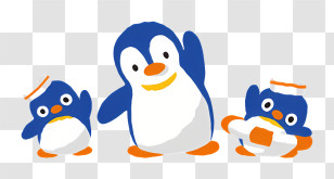 Polar Picnic - Cute Blue Penguins Trio Transparent PNG