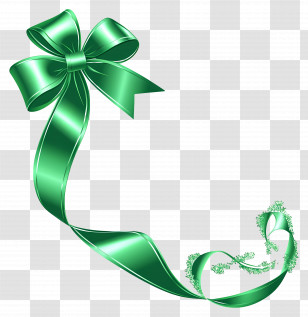 Green - Elegant Green Ribbon With Bow Transparent PNG
