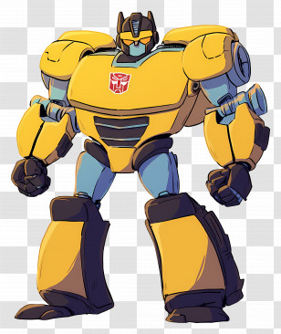 Bumblebee Transformer - Yellow Robot In Cartoon Style Transparent PNG