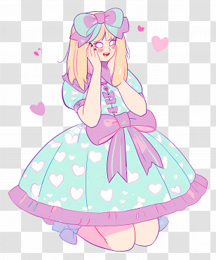 Goth Girl - Pastel Dress Girl Cartoon Illustration Transparent PNG