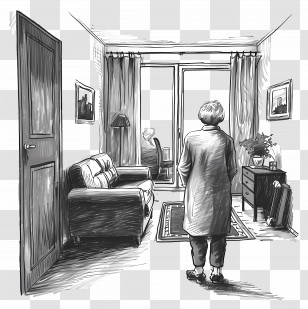 Old Woman - Elderly Person In A Living Room Transparent PNG