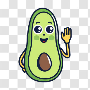 Avocado - Cute Avocado Cartoon Character Waving Transparent PNG