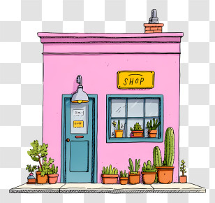 Cartoon Shop - Small Cute Doodle House Transparent PNG