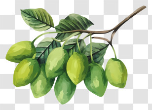 Cartoon - Branch With Green Fruits Illustration Transparent PNG